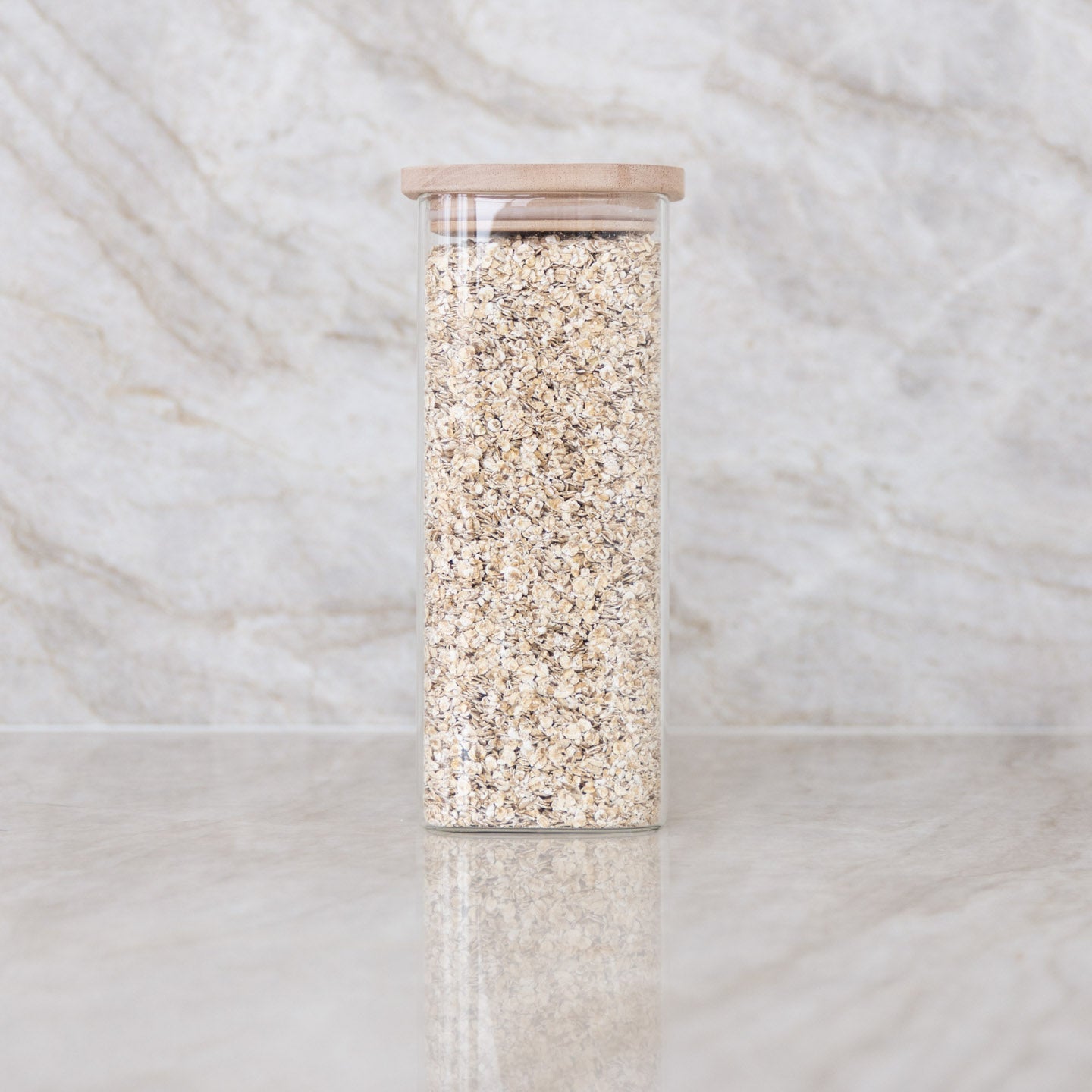 Vorratsglas mit Holzdeckel eckig 1800 ml hell I élé living