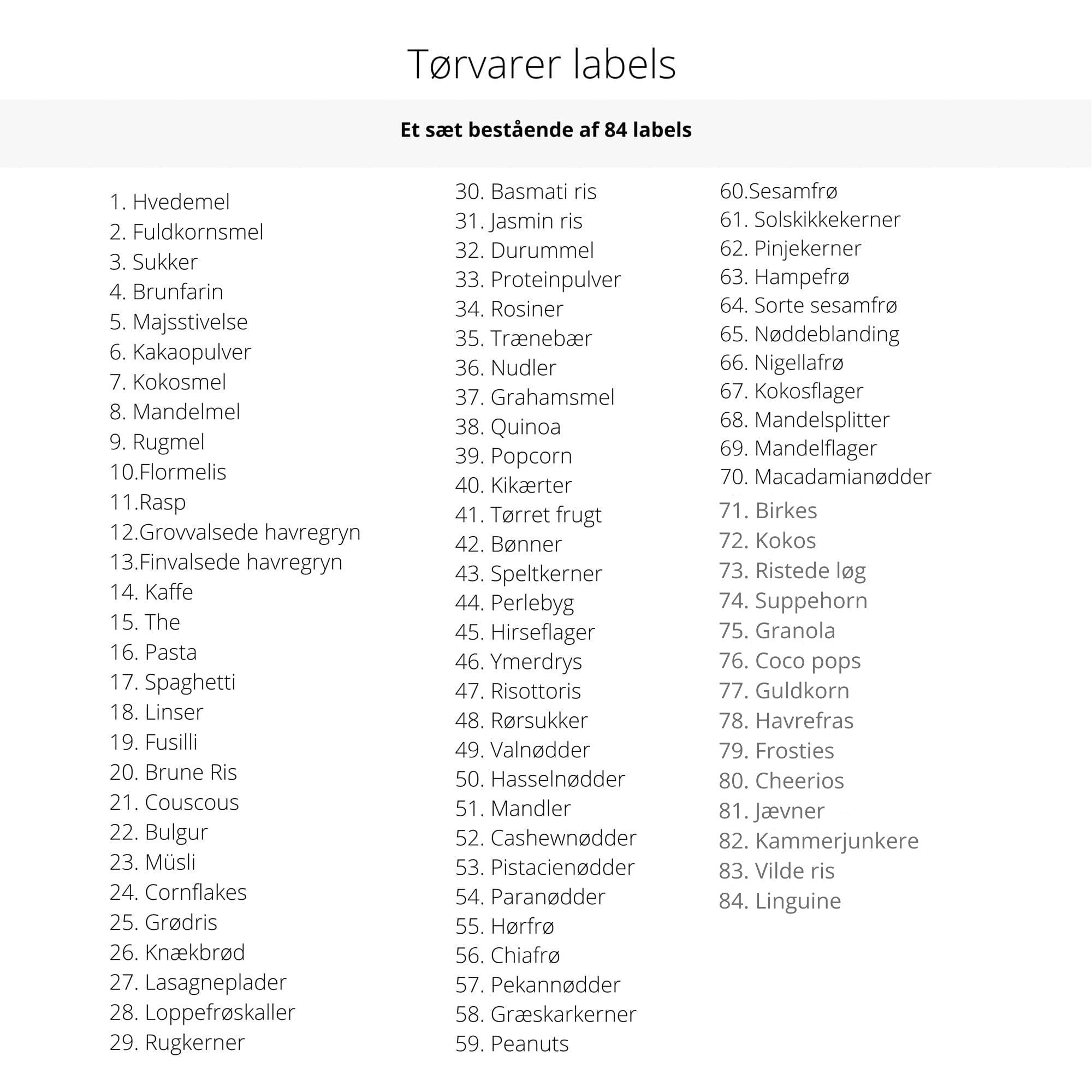 Labels tørvarer
