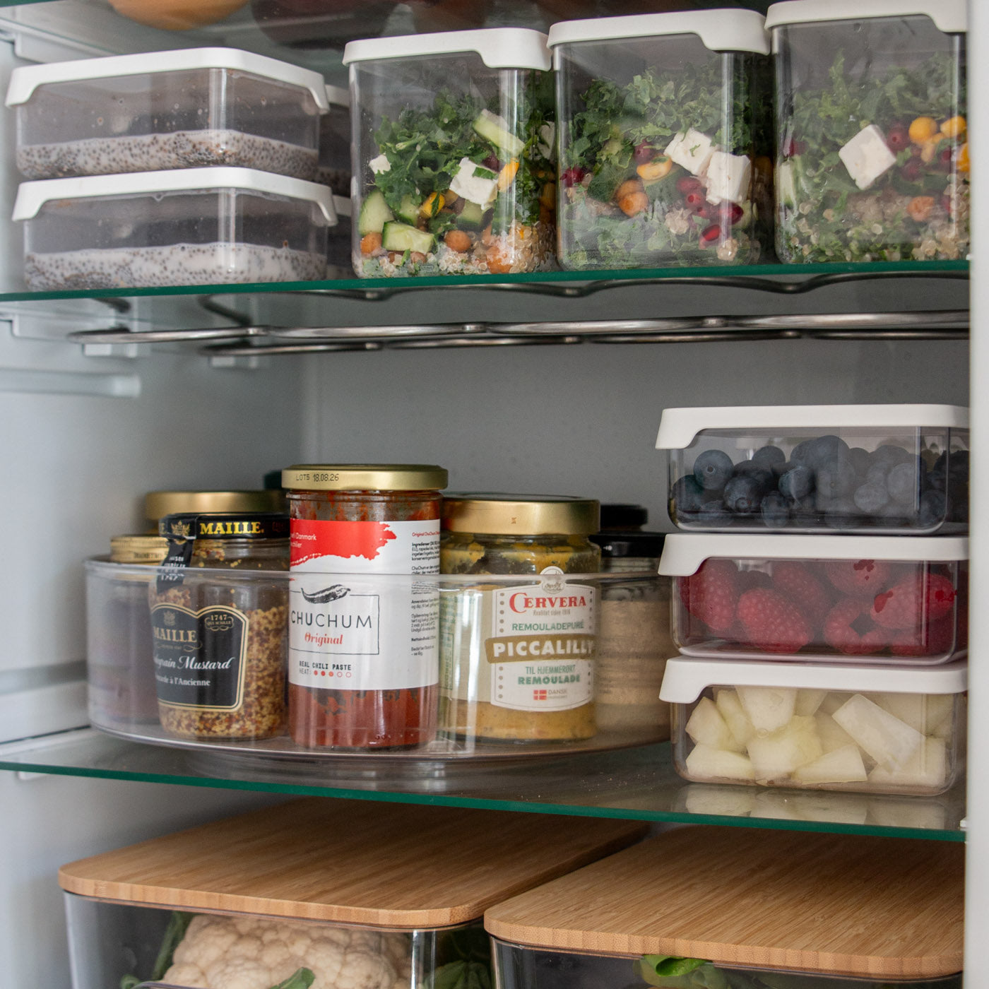 Large package solution storage bins