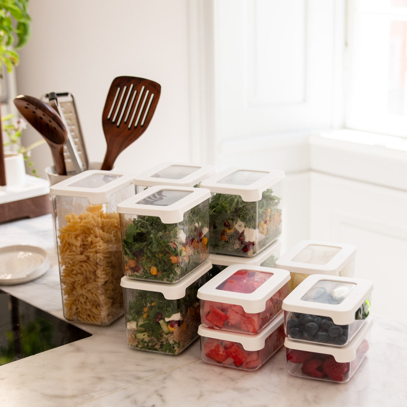 Large package solution storage bins