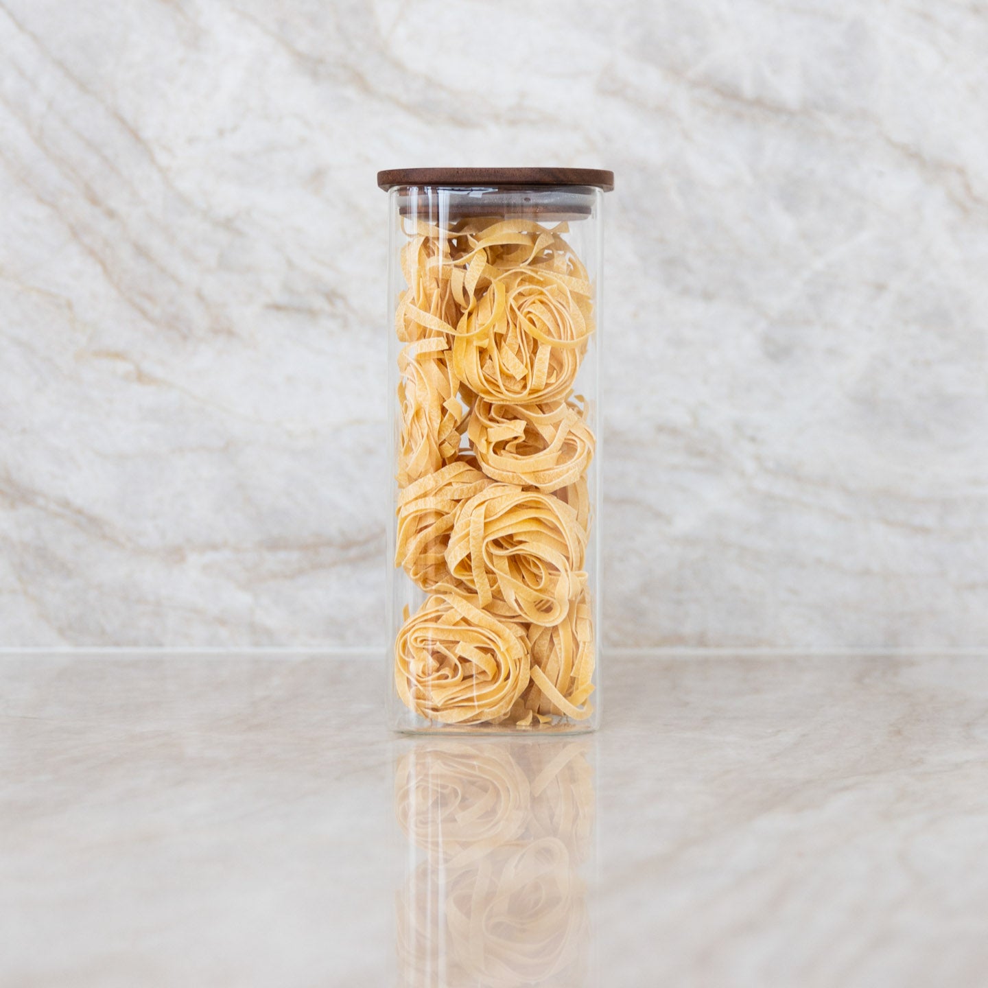 Storage jar with acacia wood lid square 1800 ml I élé living