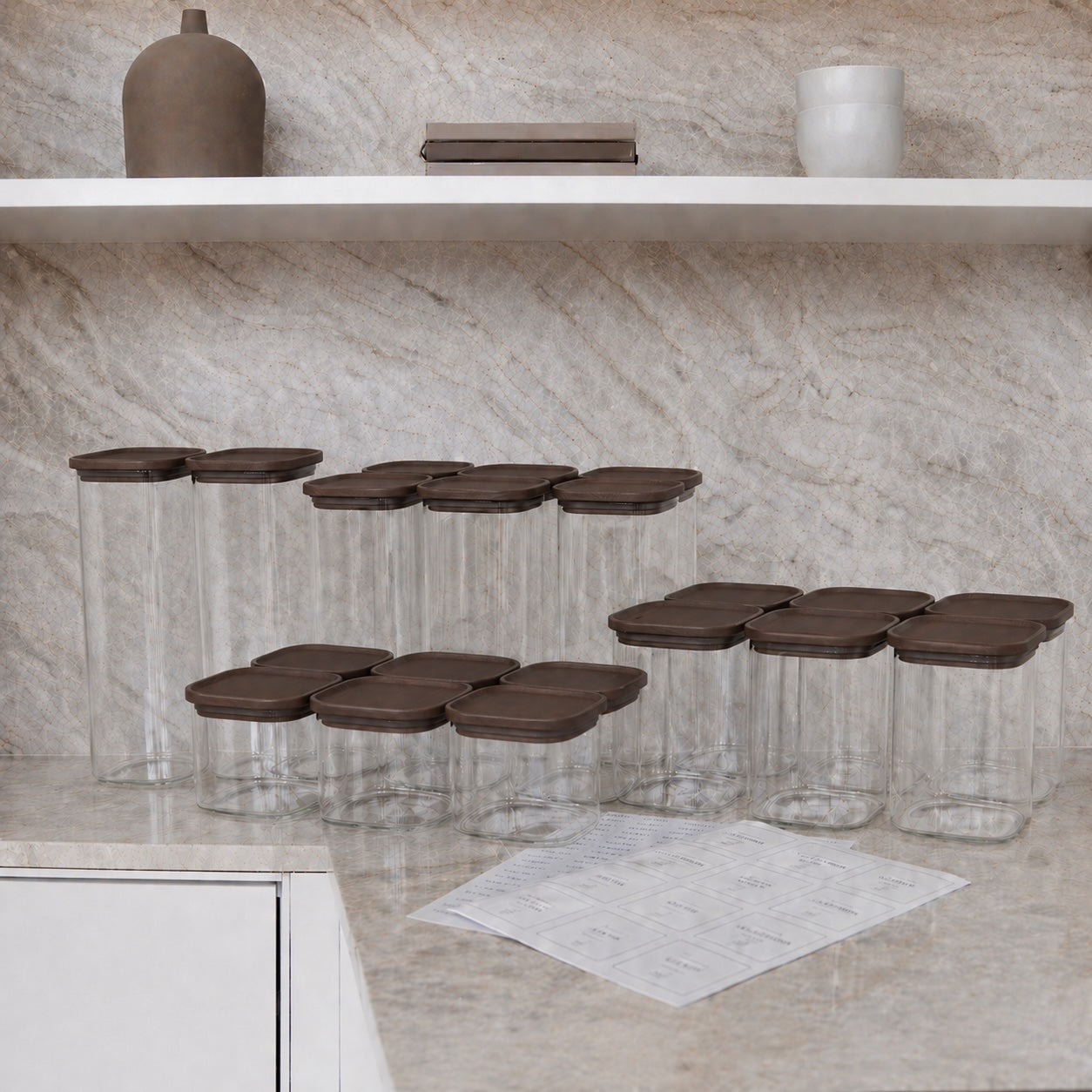 Große Paketlösung – 20 quadratische Vorratsgläser mit Akaziendeckel I élé living