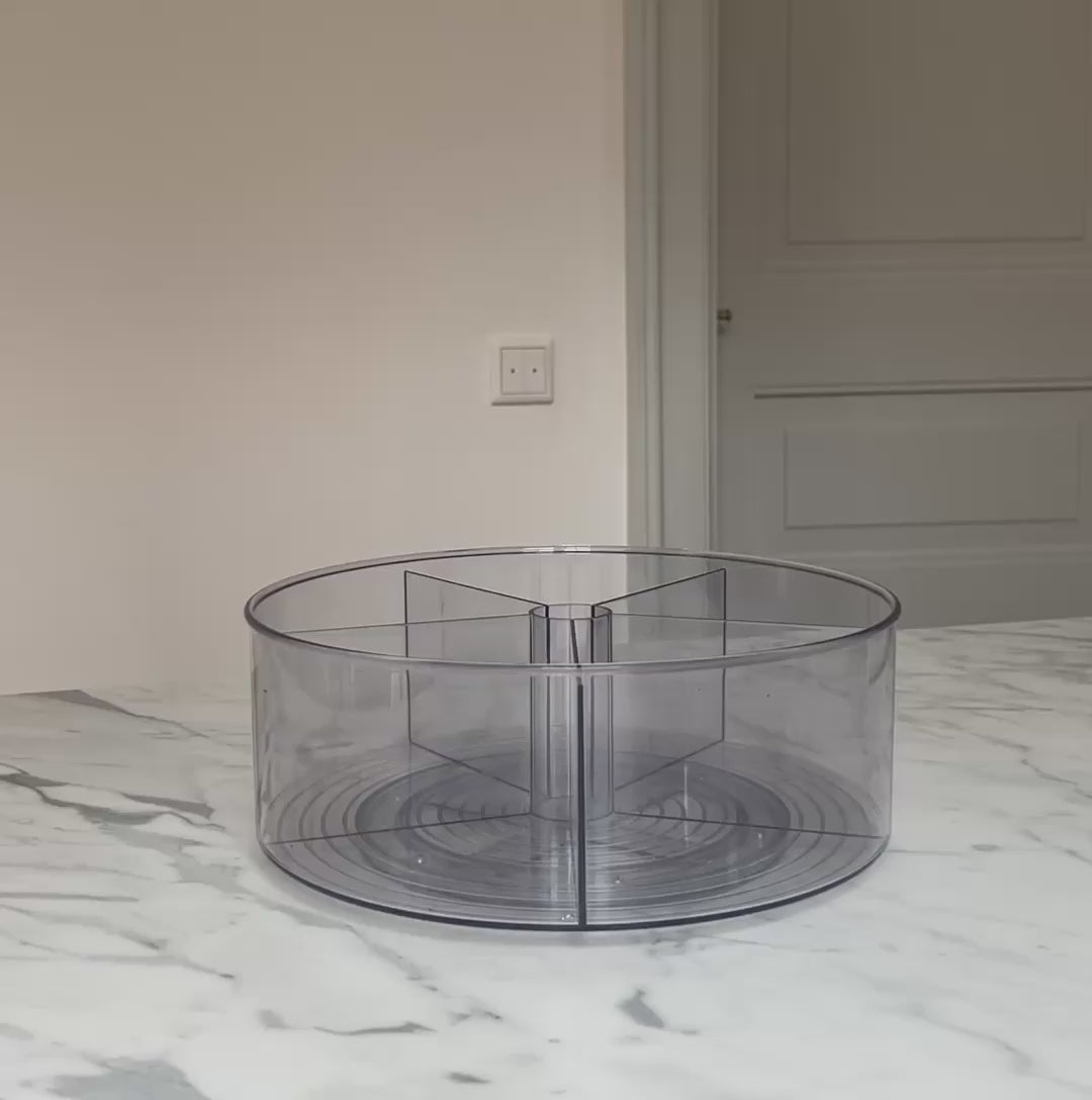 Drejefad med ruminddeling, til nem adskillelse af proukter