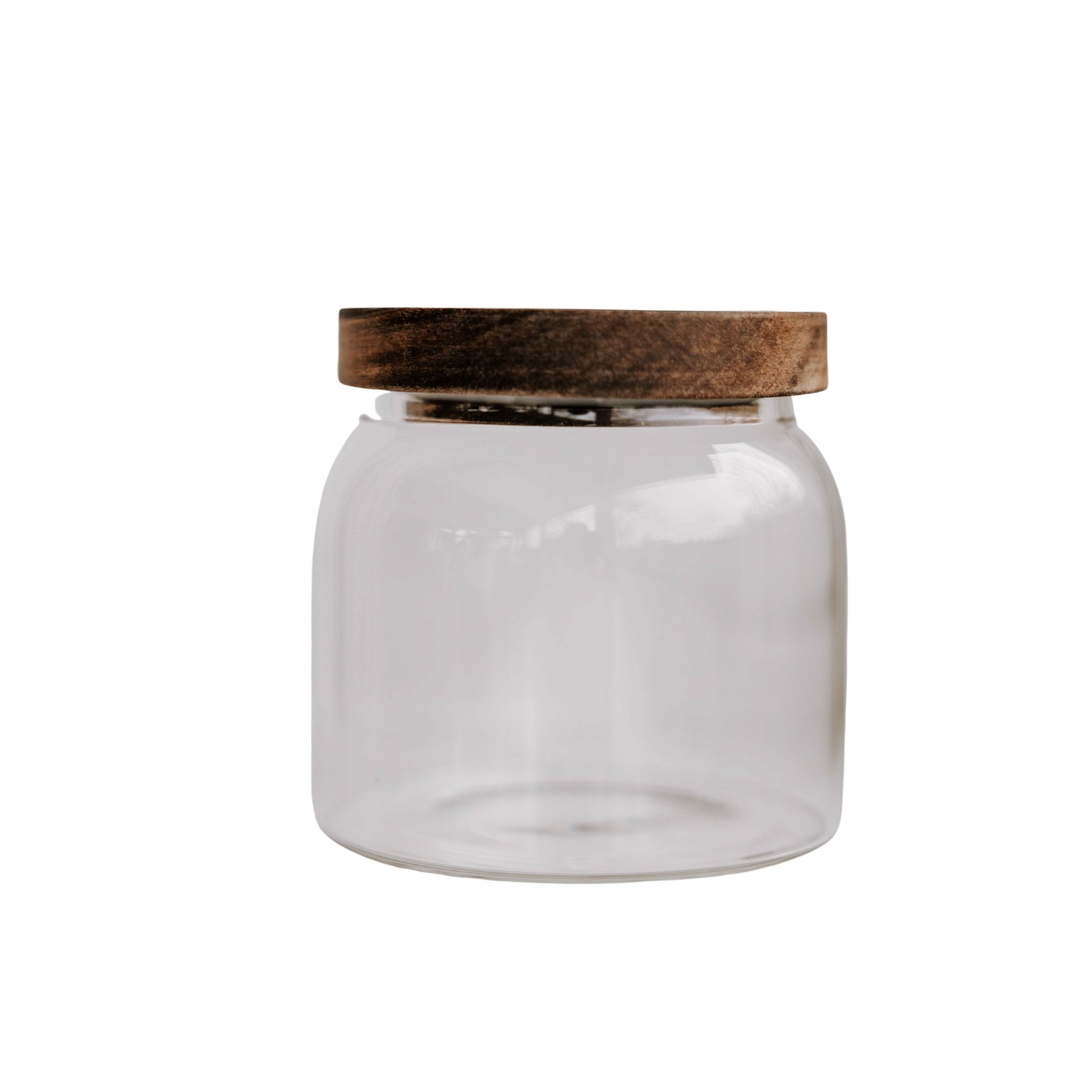 Opbevaringsglas Opbevaringsglas med akacie låg rund 500 ml aestetisk ele living