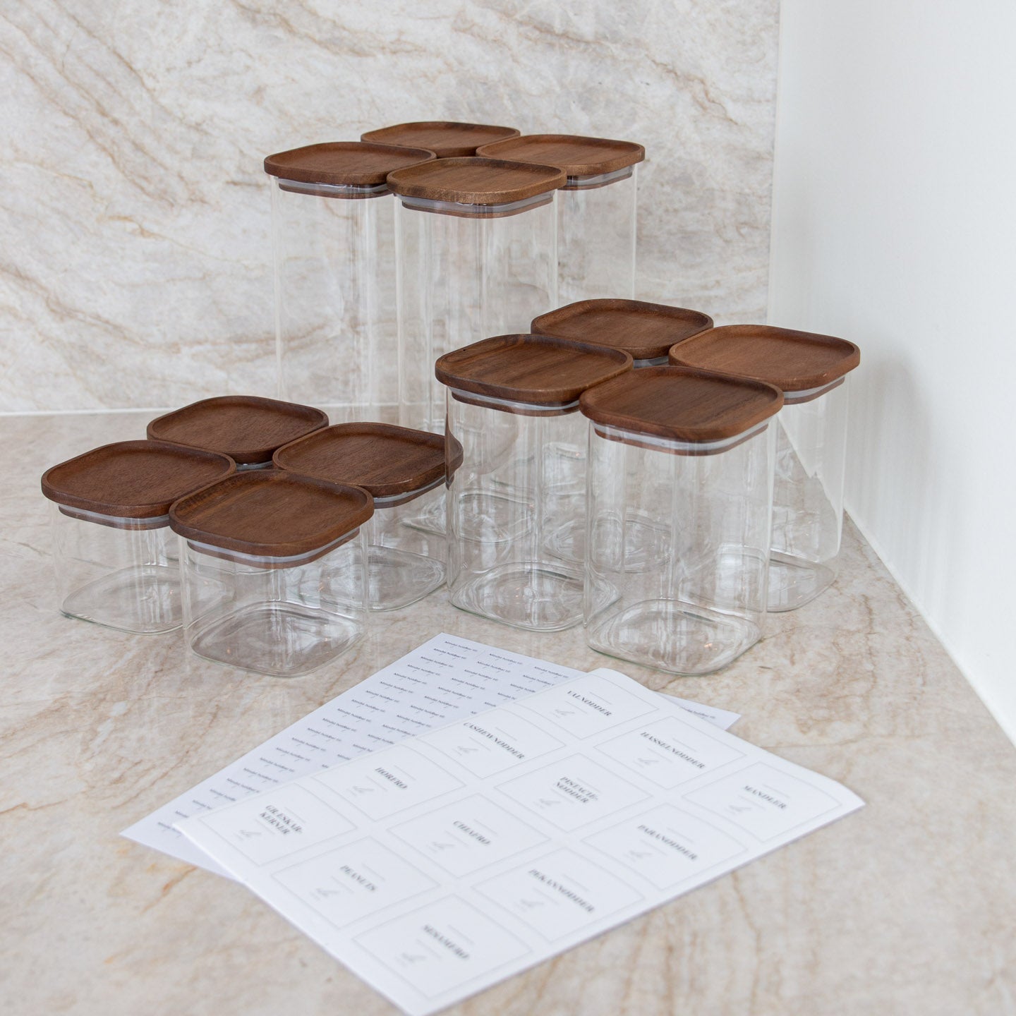 Package solution storage glass acacia wood lid