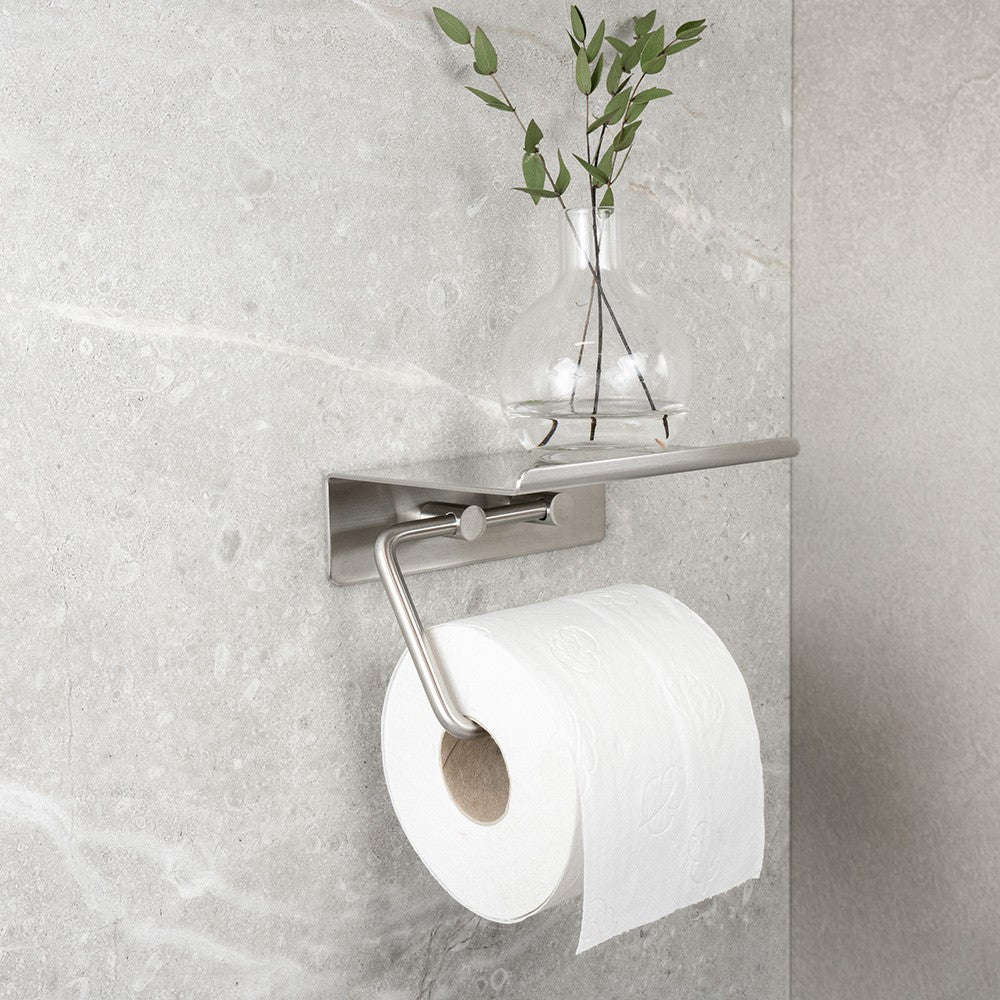 Toilettenpapierhalter mit Ablage – Gebürsteter Stahl I élé living