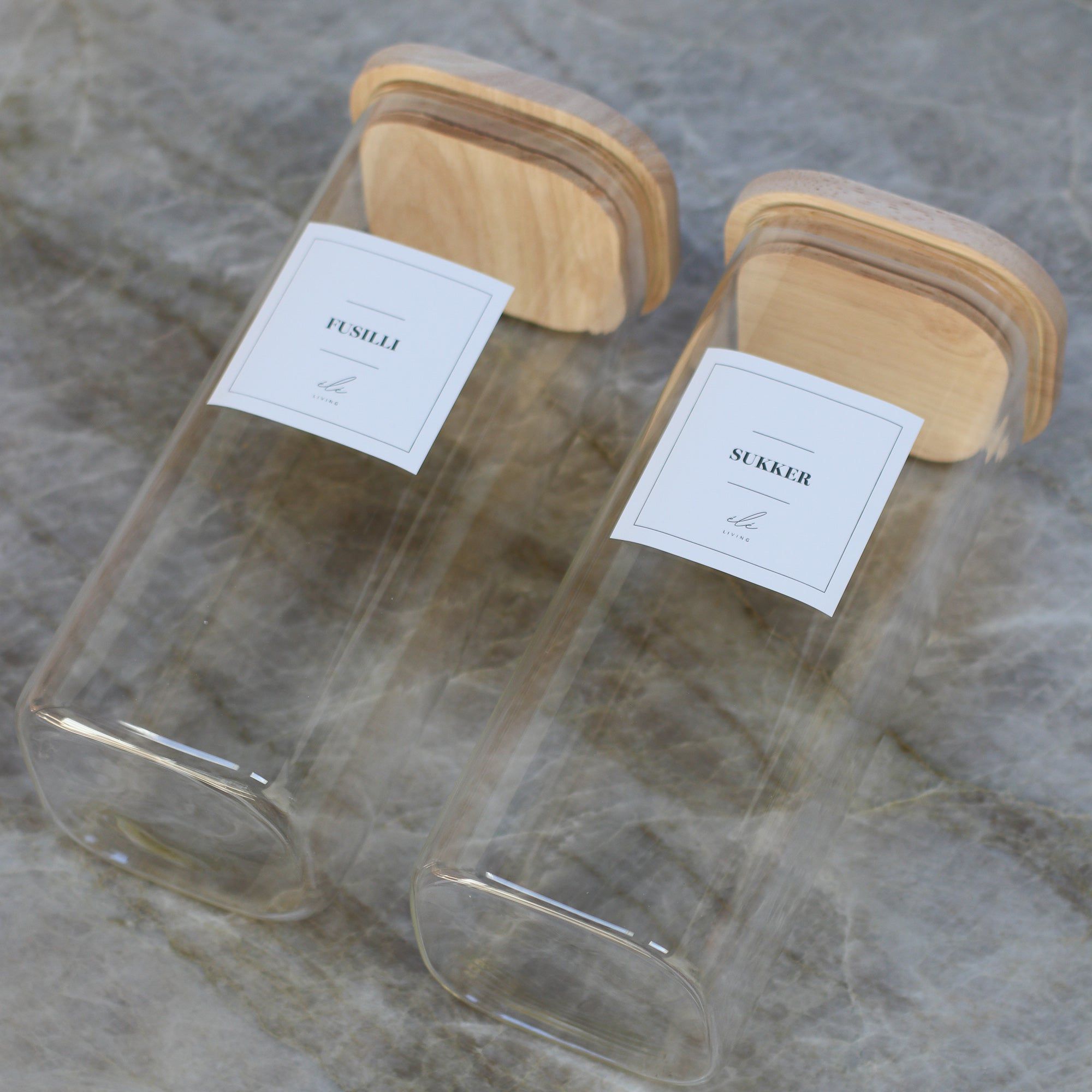 Opbevaringsglas Opbevaringsglas med trælåg firkantet 1800 ml lys aestetisk ele living