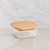Glass food storage box 520 ml - square with bamboo lid