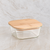 Glass food storage box 800 ml - square with bamboo lid